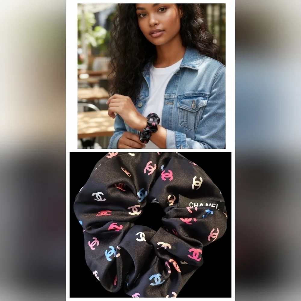 Elegant Multicolor Double C Hair Scrunchie